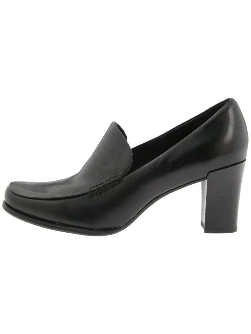 Franco Sarto Nolan Loafer Heels Black Leather Women's Size 9 Minimalist Business